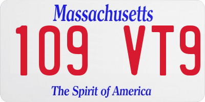 MA license plate 109VT9