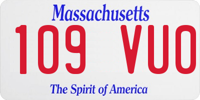 MA license plate 109VU0