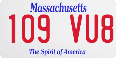 MA license plate 109VU8