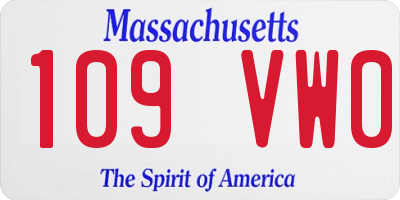 MA license plate 109VW0