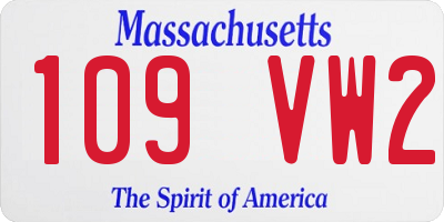 MA license plate 109VW2