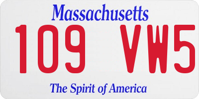 MA license plate 109VW5
