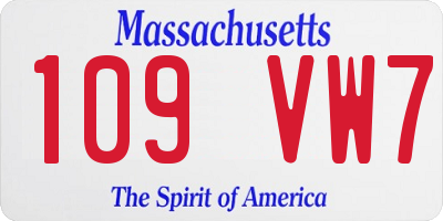 MA license plate 109VW7