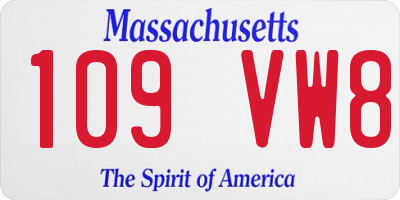MA license plate 109VW8