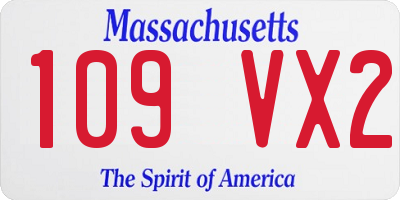 MA license plate 109VX2
