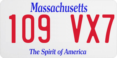 MA license plate 109VX7