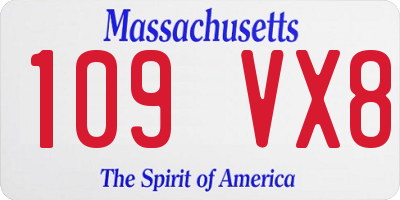 MA license plate 109VX8