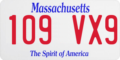 MA license plate 109VX9