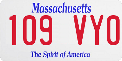 MA license plate 109VY0