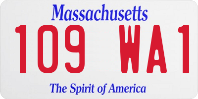 MA license plate 109WA1