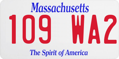 MA license plate 109WA2
