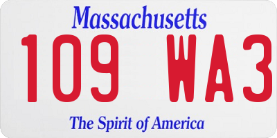 MA license plate 109WA3