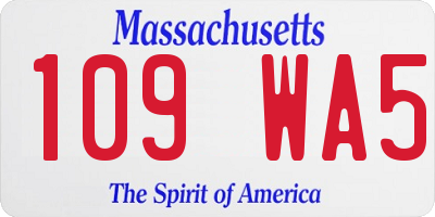 MA license plate 109WA5