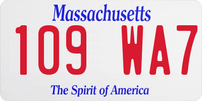 MA license plate 109WA7