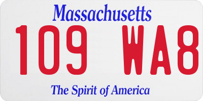 MA license plate 109WA8