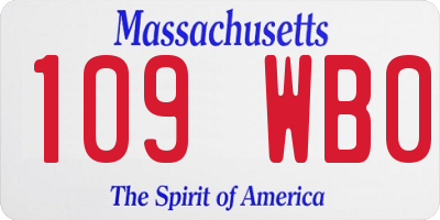MA license plate 109WB0