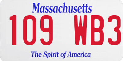 MA license plate 109WB3