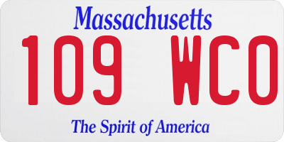 MA license plate 109WC0