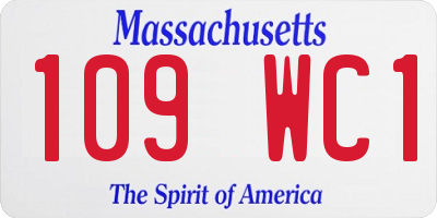 MA license plate 109WC1