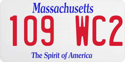 MA license plate 109WC2