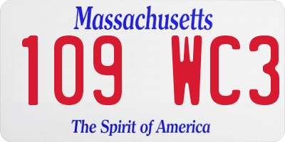 MA license plate 109WC3