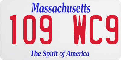 MA license plate 109WC9