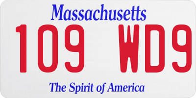 MA license plate 109WD9