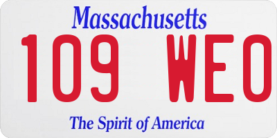 MA license plate 109WE0