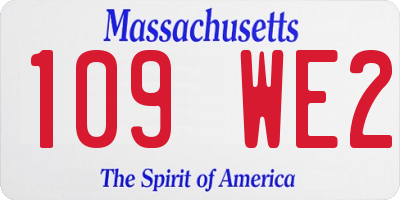 MA license plate 109WE2