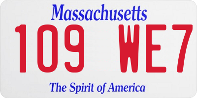 MA license plate 109WE7