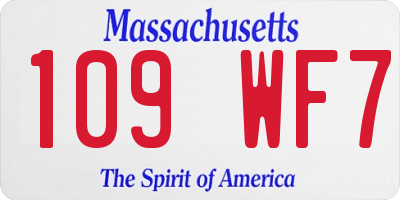MA license plate 109WF7
