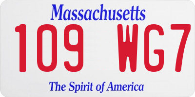 MA license plate 109WG7