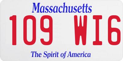 MA license plate 109WI6