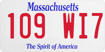 MA license plate 109WI7