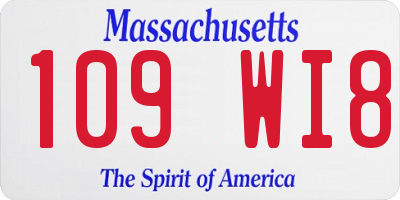 MA license plate 109WI8