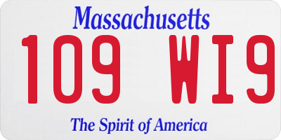 MA license plate 109WI9