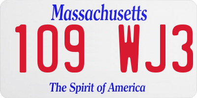 MA license plate 109WJ3