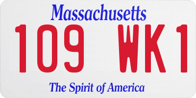 MA license plate 109WK1