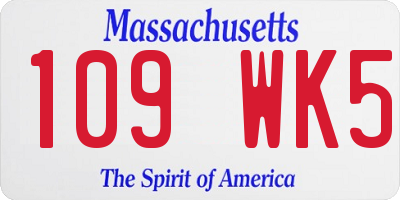 MA license plate 109WK5