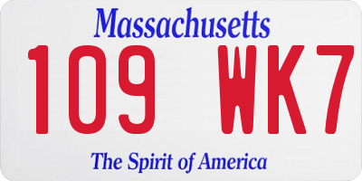 MA license plate 109WK7