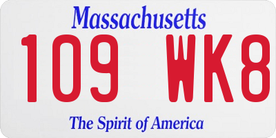 MA license plate 109WK8