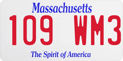 MA license plate 109WM3