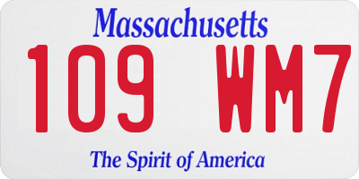 MA license plate 109WM7