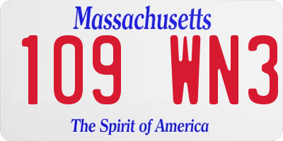 MA license plate 109WN3