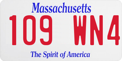 MA license plate 109WN4