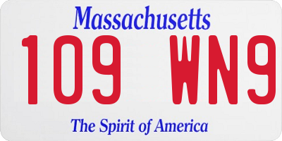 MA license plate 109WN9
