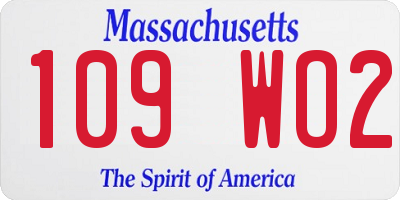 MA license plate 109WO2