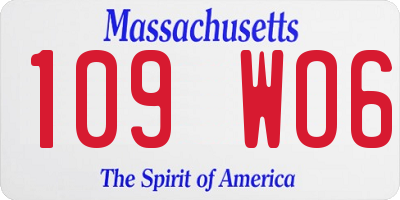 MA license plate 109WO6