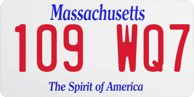 MA license plate 109WQ7