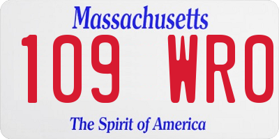 MA license plate 109WR0
